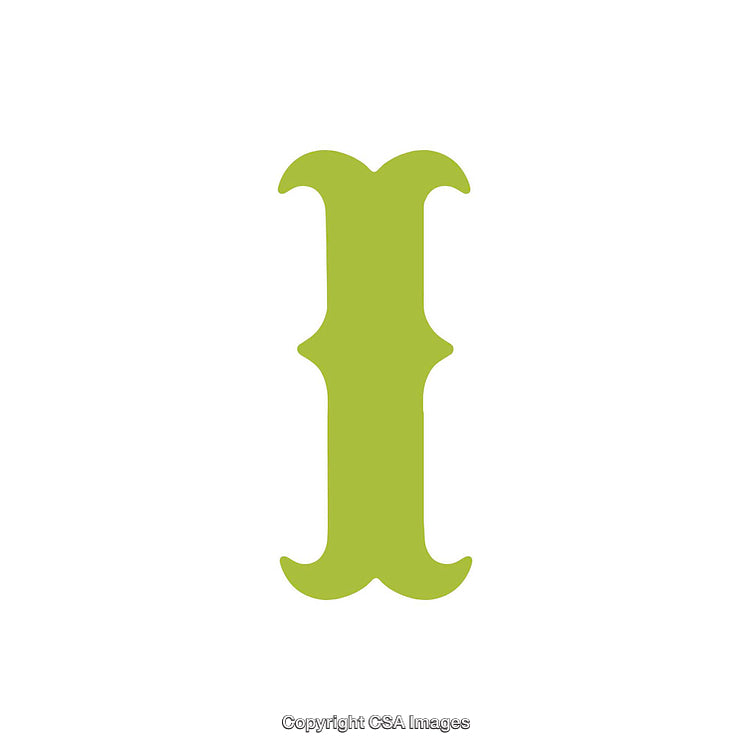 Stylized Green Letter I Isolated on a White Background