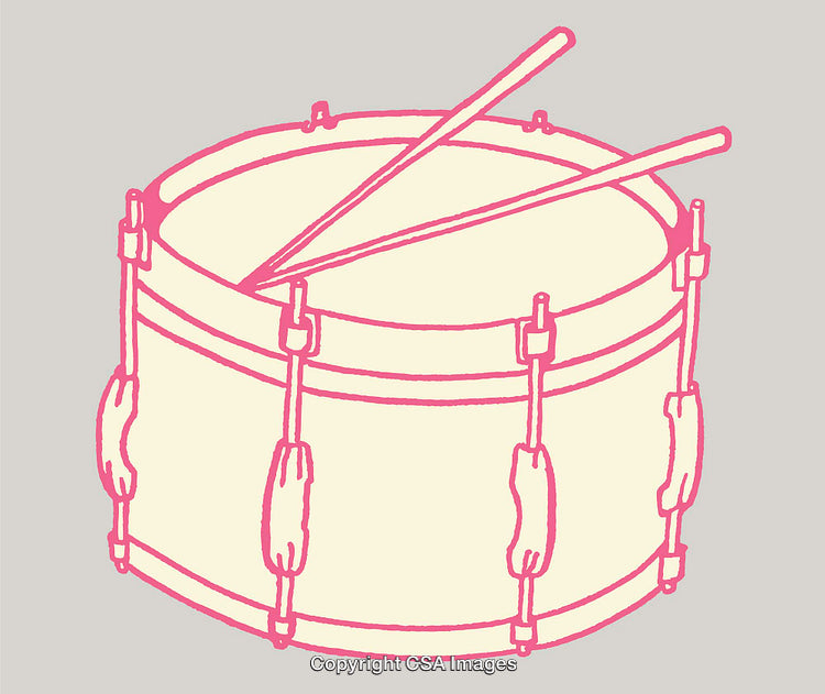 Illustration of a Drum and Sticks in a Minimalist Line Art Style