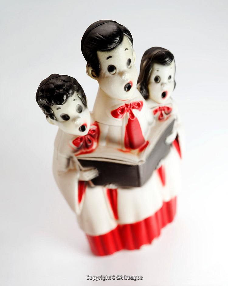 Ceramic Style Choir Figurines Singing With Songbook