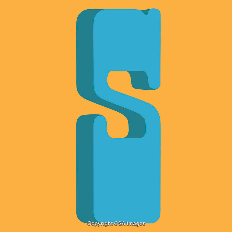 Stylized Blue Letter S on a Bright Orange Background