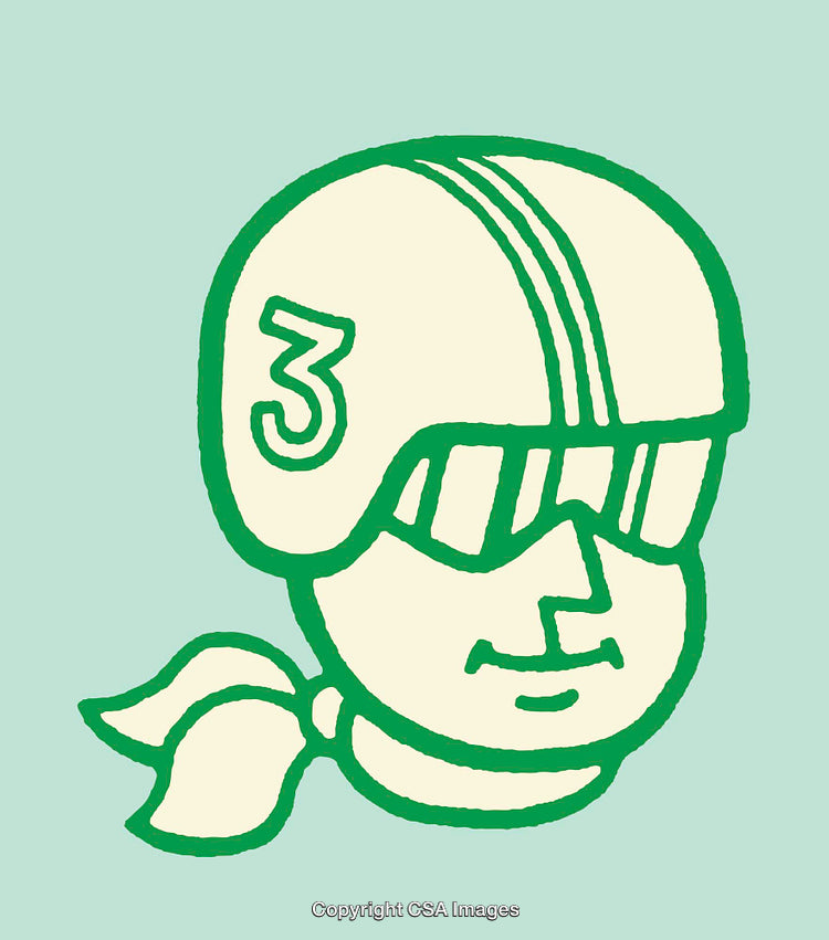 Color Line Art of Character in Helmet With Number and Scarf