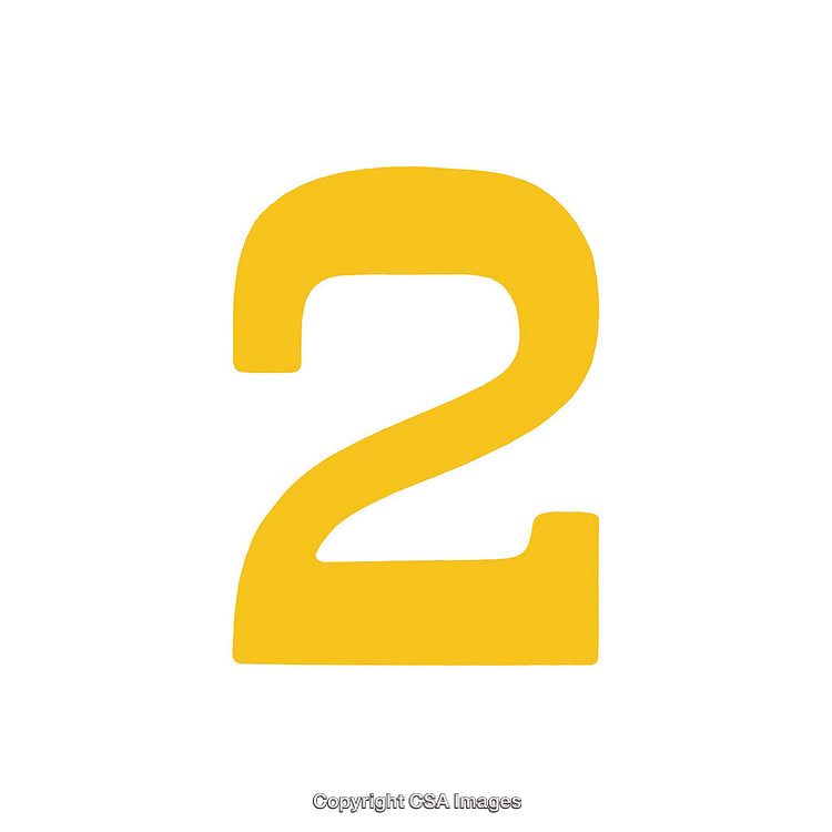 Yellow Number Two Design on a White Background