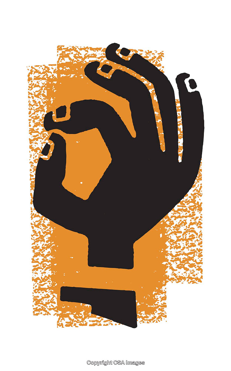 Stylized Illustration of Hand in Gesture with Dynamic Block Colors