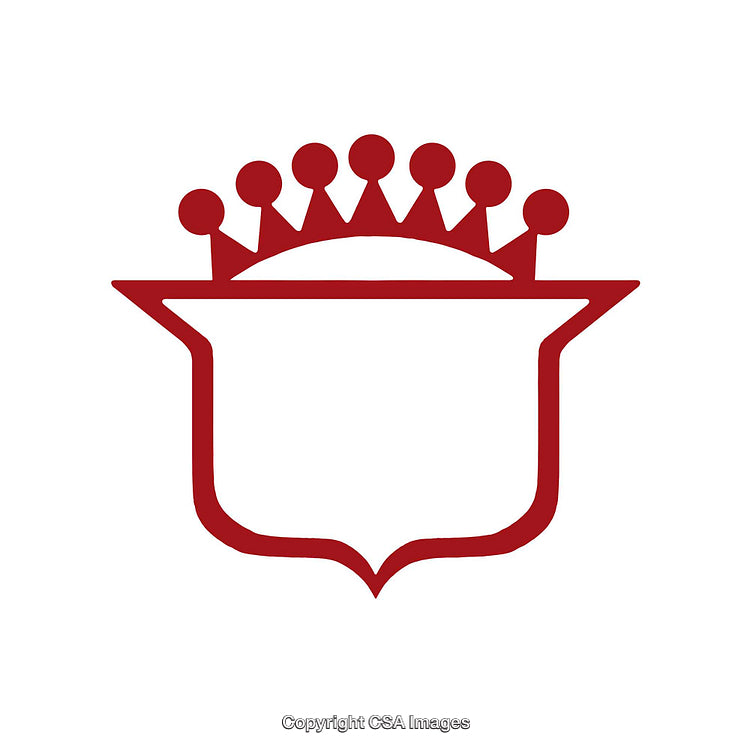 Minimalist Red Crown Design with Elegant Symbols and Iconic Style