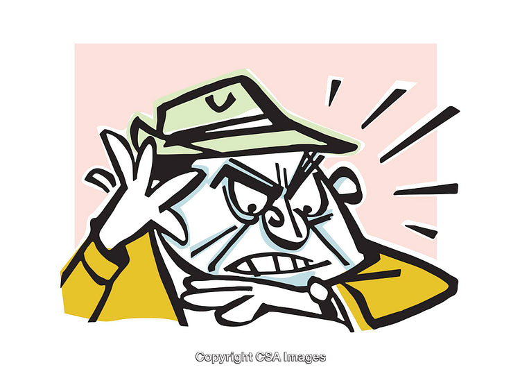 Angry Cartoon Character Expressing Frustration with Bold, Expressive Gestures
