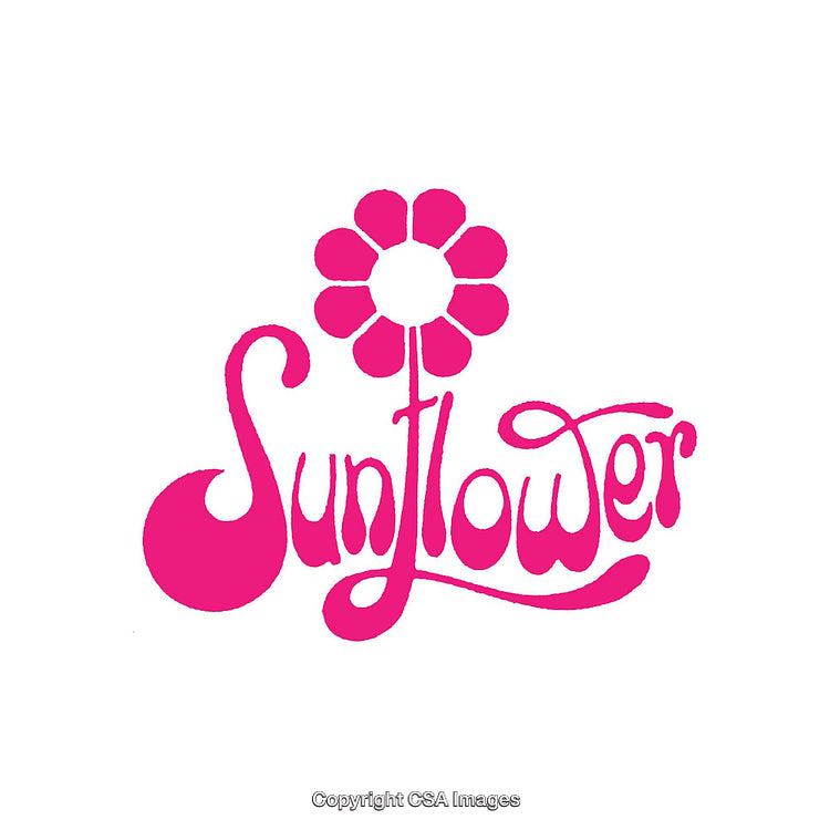 Retro Pink Graphic of Sunflower with Whimsical Typography Design