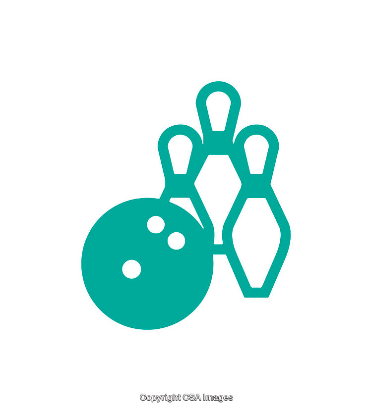 Colorful Bowling Icon Depicting Ball and Pins in Minimalist Style