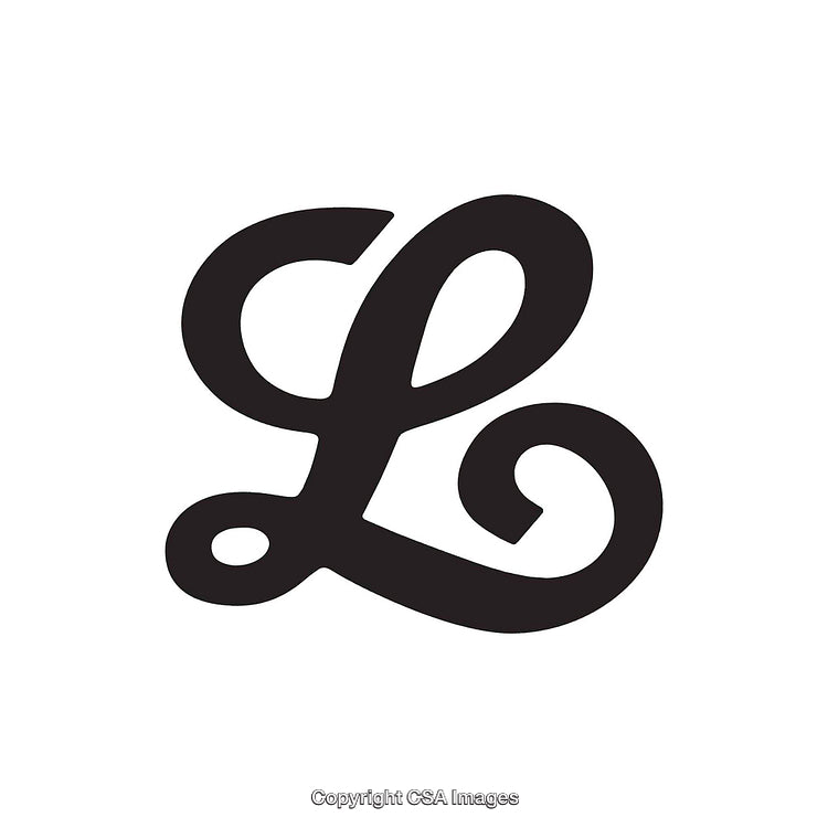 Elegant Black Letter L in Artistic Script Style on White