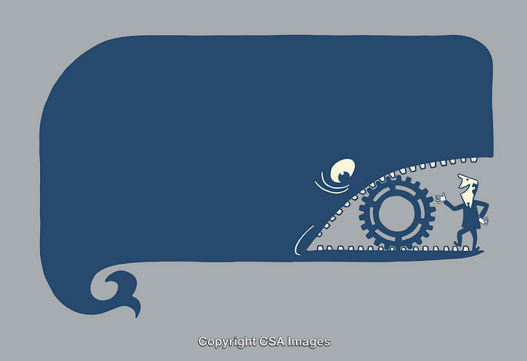 Creative Illustration Depicting a Whale Shape with Industrial Motifs