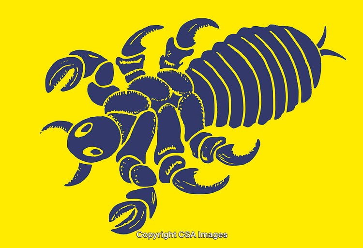 Blue Scorpion Illustration on Bright Yellow Background, Vibrant and Artistic