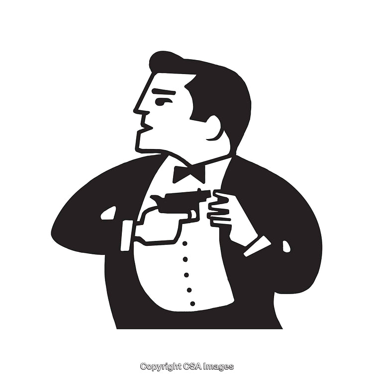 Stylish Spy in Black-Tie Suit Depicts Agent in Action Art Style