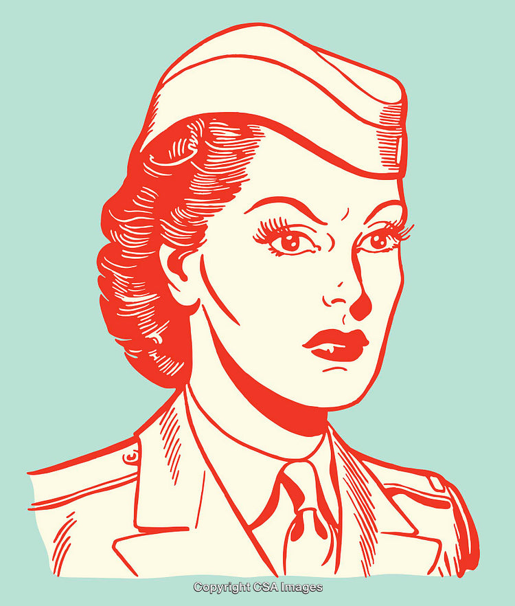 Illustration of a Woman in Traditional Uniform Line Art Style