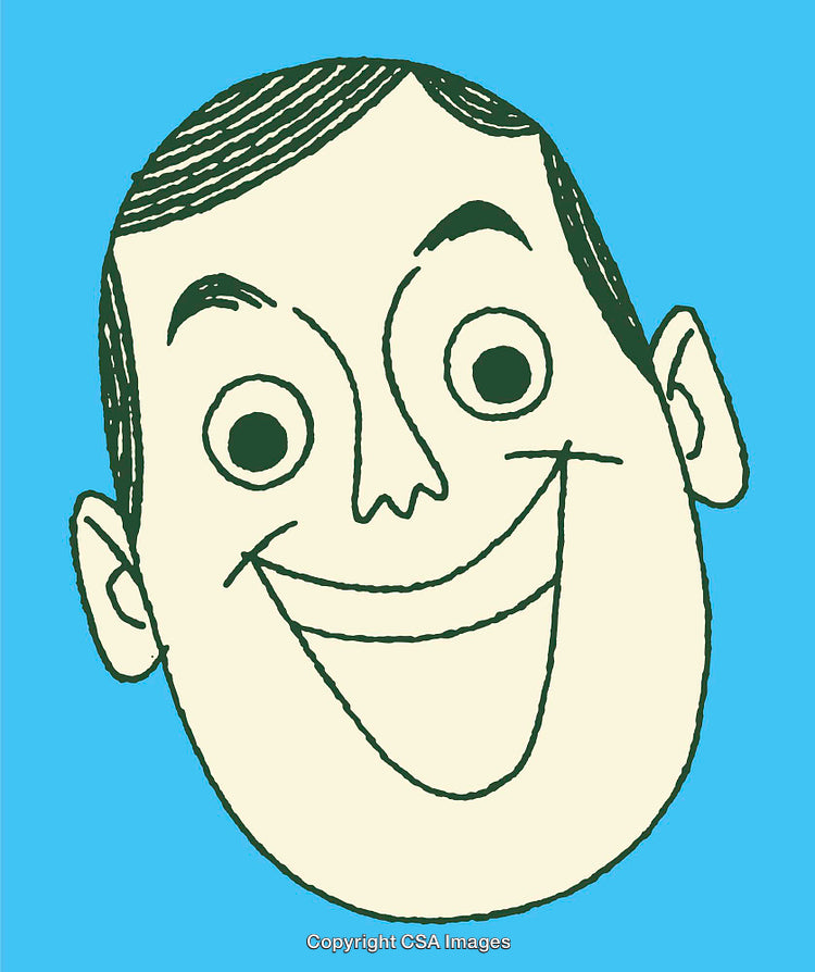 Colorful Line Art Portrait of a Smiling Cartoon Character