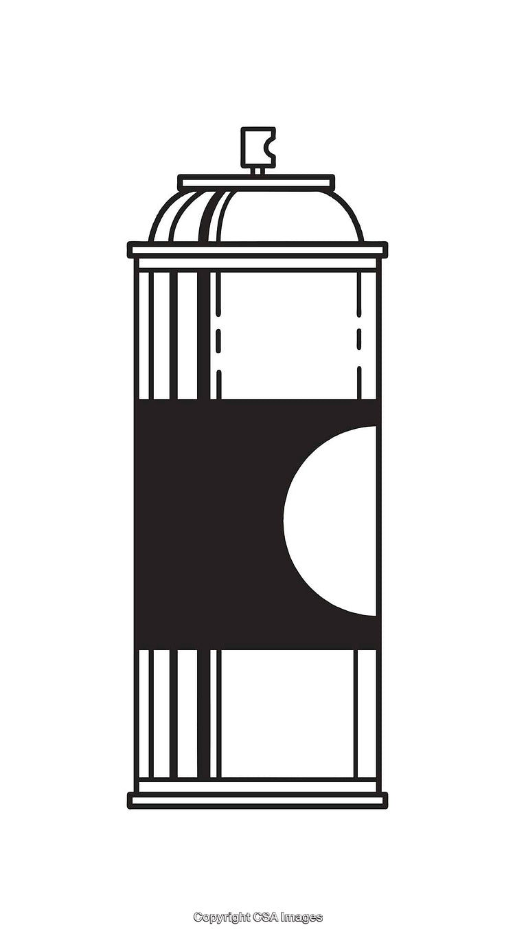 Minimalistic Black and White Line Art Design of a Spray Can