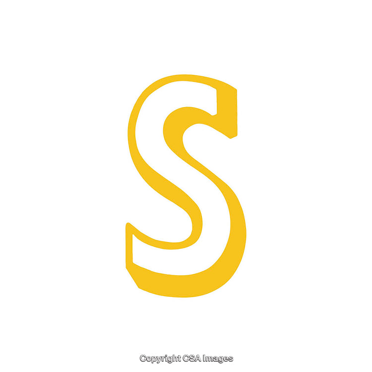 Yellow Stylized Letter S on White Background with Bold Graphic Design