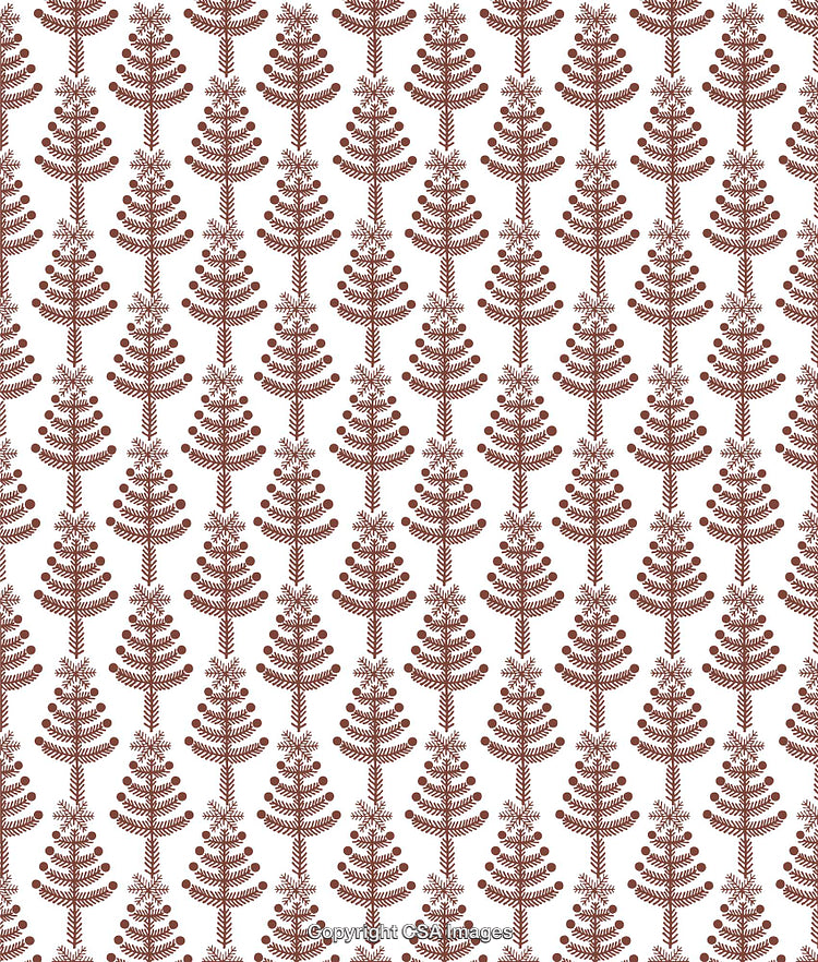 Brown Tree Motif Repeated Pattern on a White Background