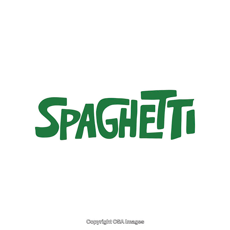 Green Typography Image Spelling the Word Spaghetti in Unique Font