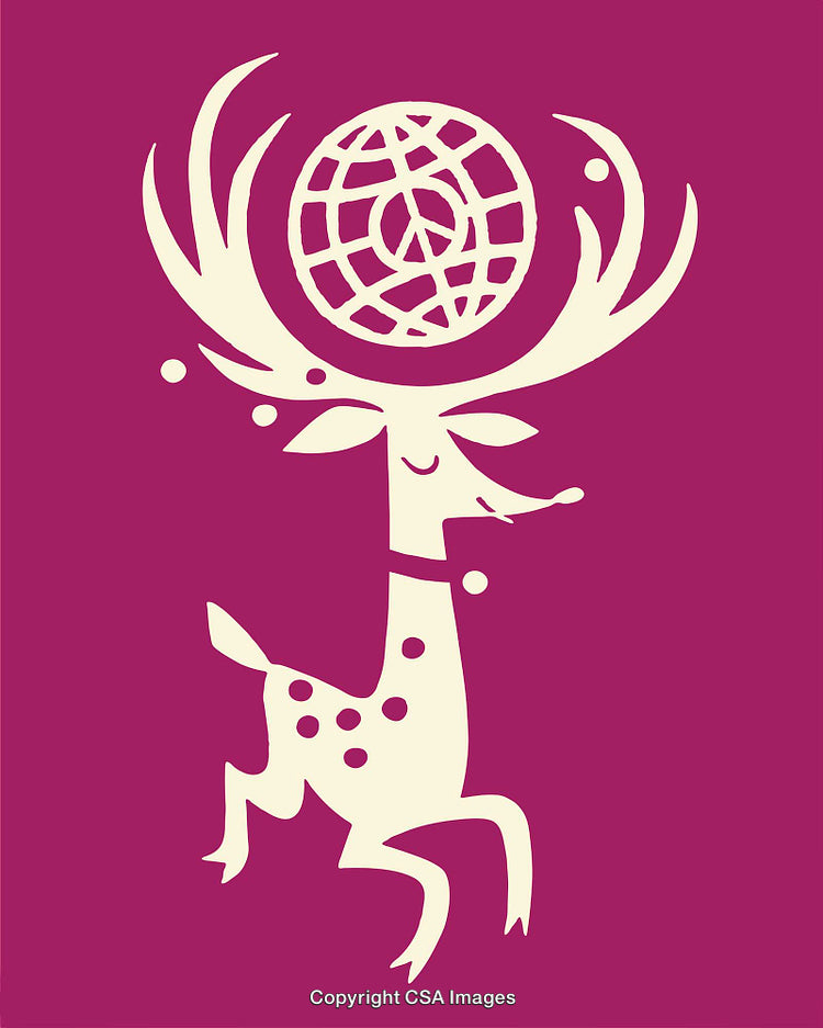 Abstract Deer Illustration with Peace Symbol in a Colorful Graphic Design