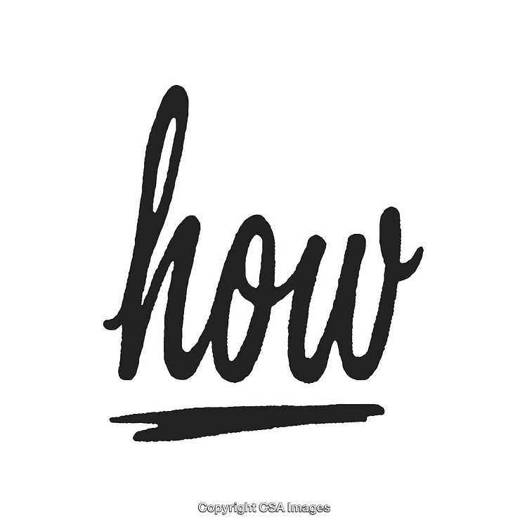 Handwritten Word 'How' in Elegant Cursive Black Ink Style