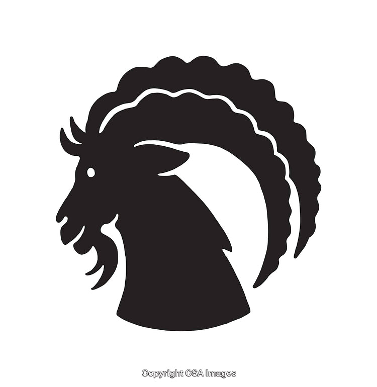 Black and White Illustration of a Capricorn Zodiac Symbol Design