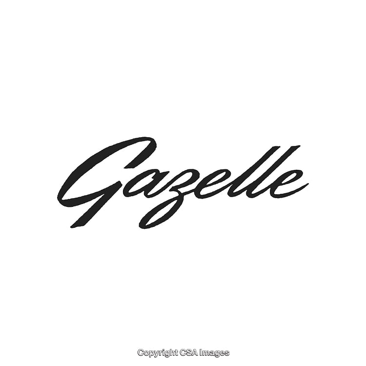 Stylized Gazelle Logo in Black Script Font on White Background
