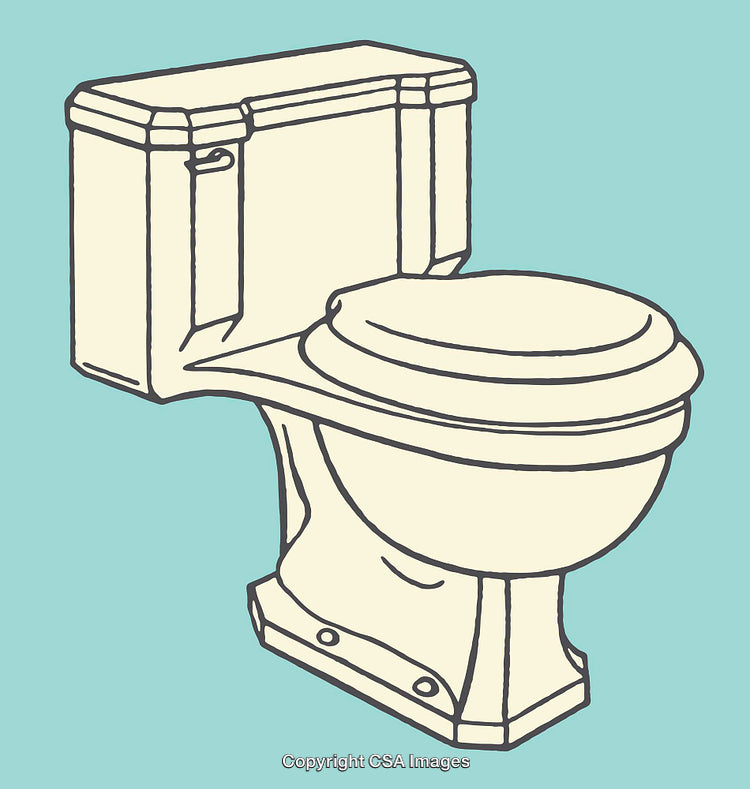 Vintage Line Art Illustration of a Classic Toilet Design
