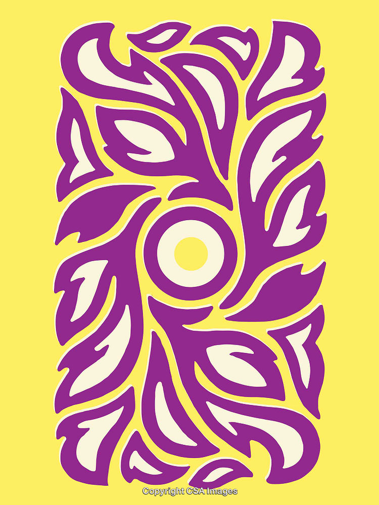 Abstract Purple and Yellow Floral Design with Organic Shapes