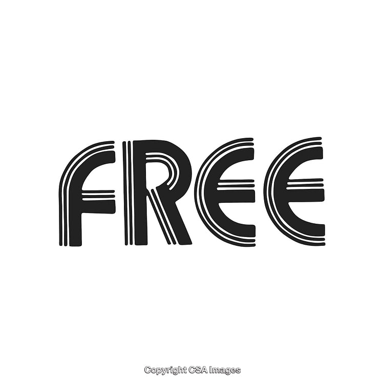 Retro Style Word 'Free' in Black Bold Typography on White Background