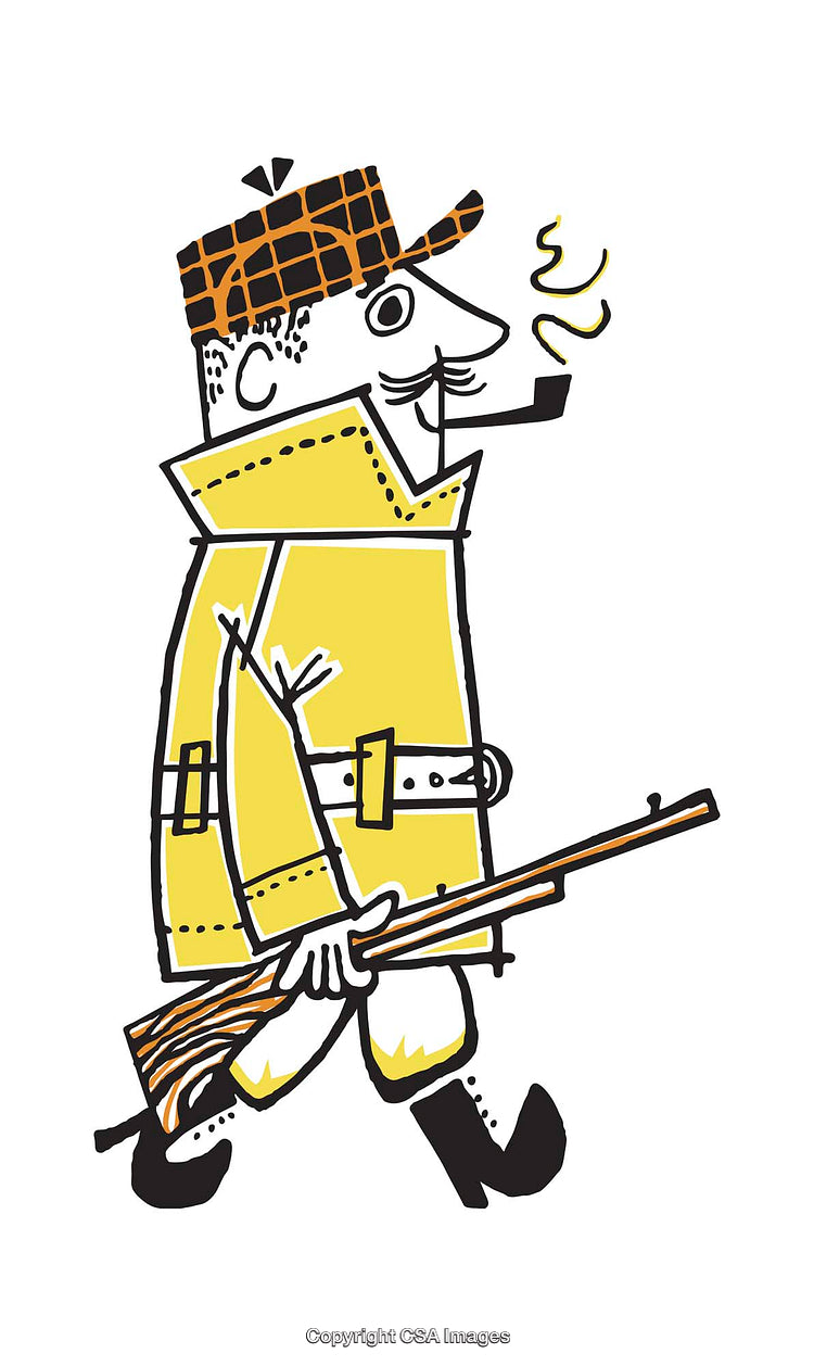 Colorful Illustration of a Character in Yellow Jacket Holding a Rifle