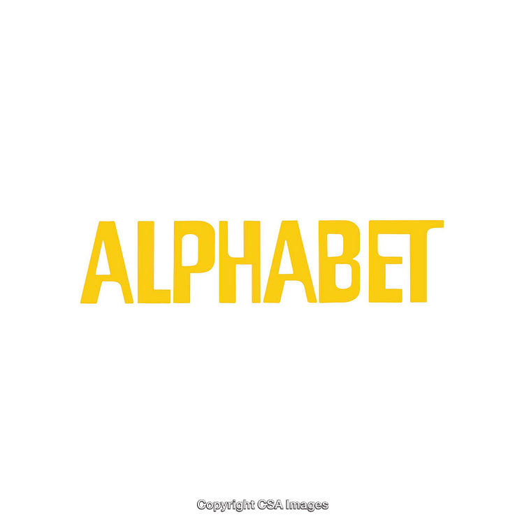 Yellow Typography Featuring the Word Alphabet on a White Background