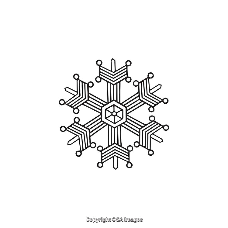 Intricate Black And White Snowflake Design Illustration On White Background