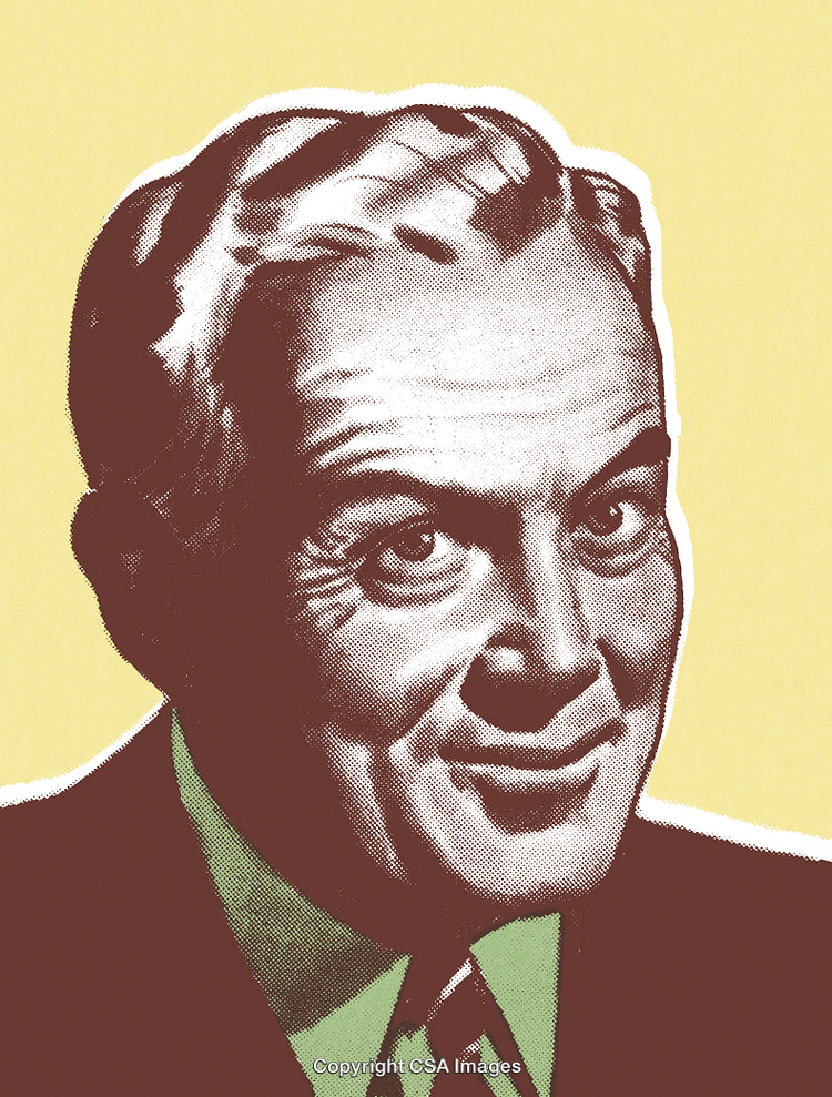 Retro Style Portrait of Smiling Gentleman in Vintage Illustration Design