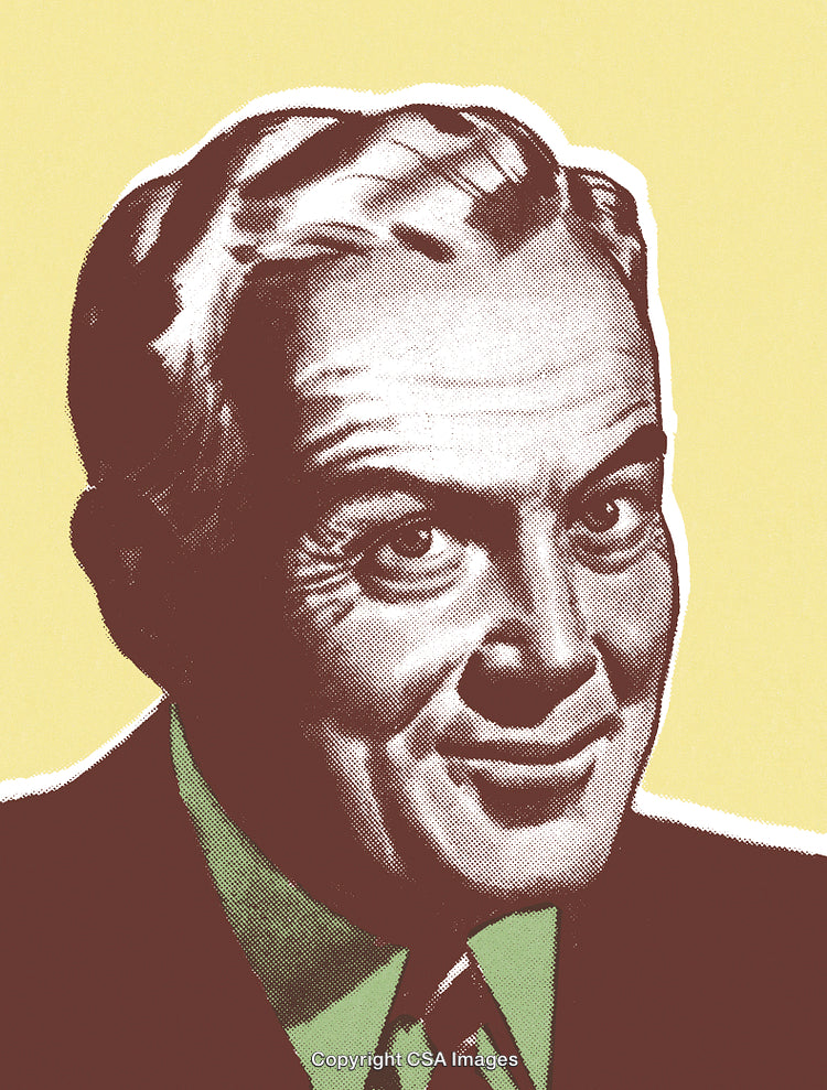 Retro Style Portrait of Smiling Gentleman in Vintage Illustration Design
