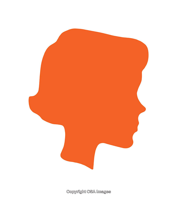 Orange Silhouette of a Female Side Profile on White Background