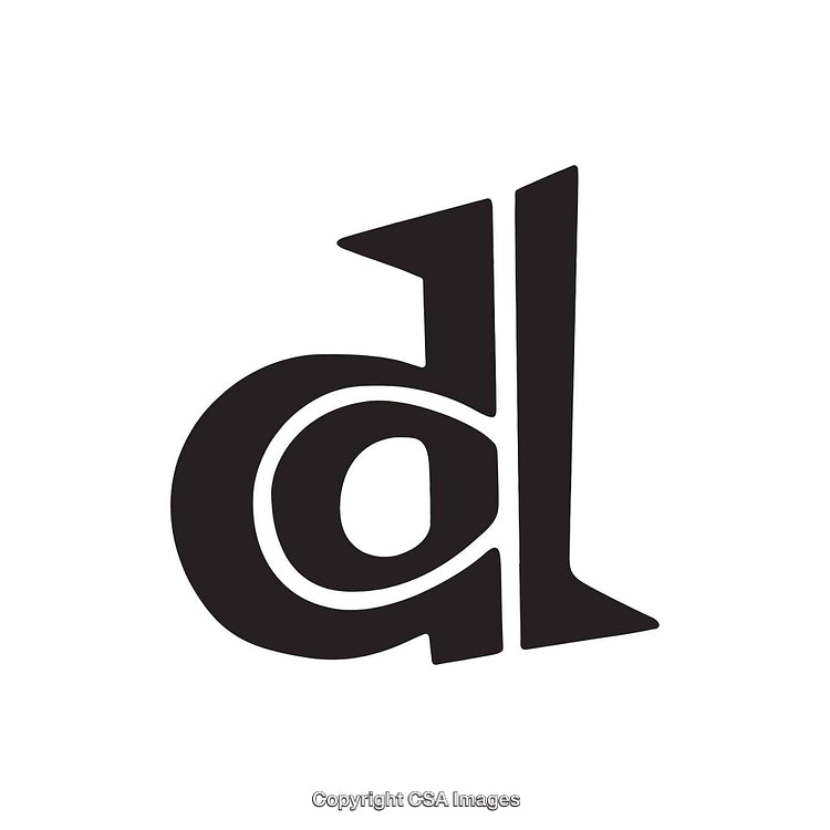 Stylized Black and White Letter D Icon on a Clean Background