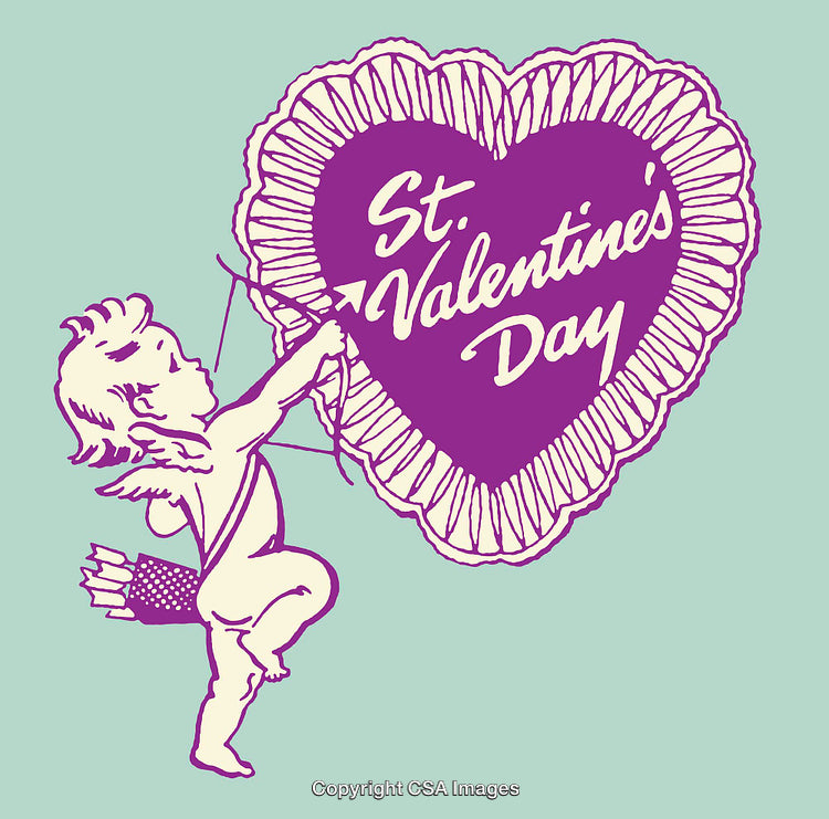 Vintage Cupid Illustration for Valentine's Day with a Heart Design
