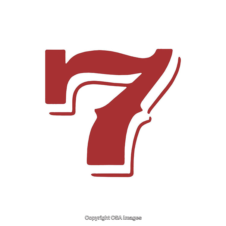 Bold Red Stylized Number Seven on a White Background