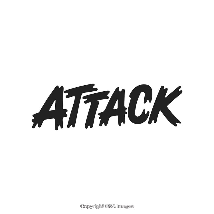 Dynamic Artistic Font Rendering Highlighting the Word 'Attack' in Black Design