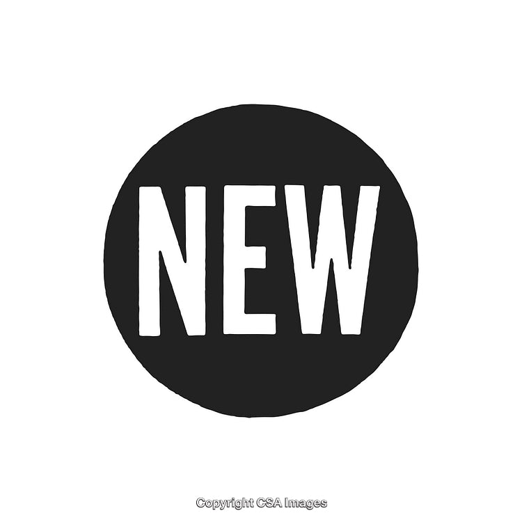 New Label Illustration Featuring Bold Monochrome Text on Circular Background