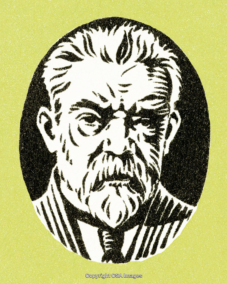 Vintage Illustration of a Bearded Gentleman in an Oval Frame