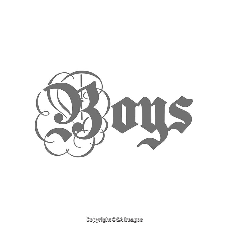Stylized Gray 'Boys' Typography Design with Ornamental Accents