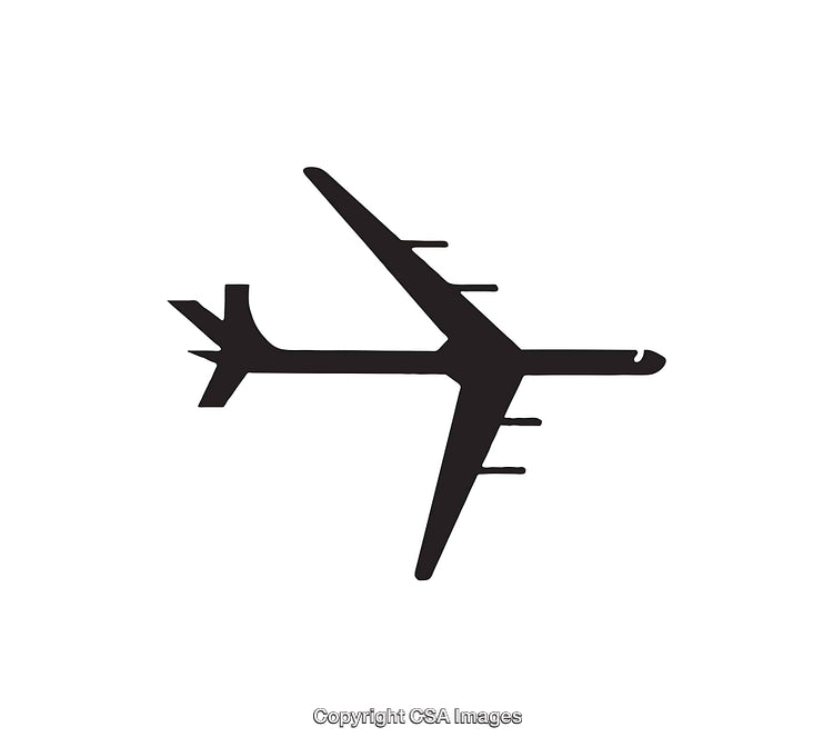 Black and White Airplane Silhouette Icon in Minimalist Style