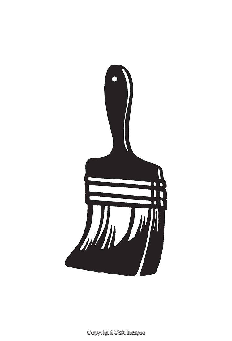 Black and White Illustration of a Minimalist Paintbrush Design
