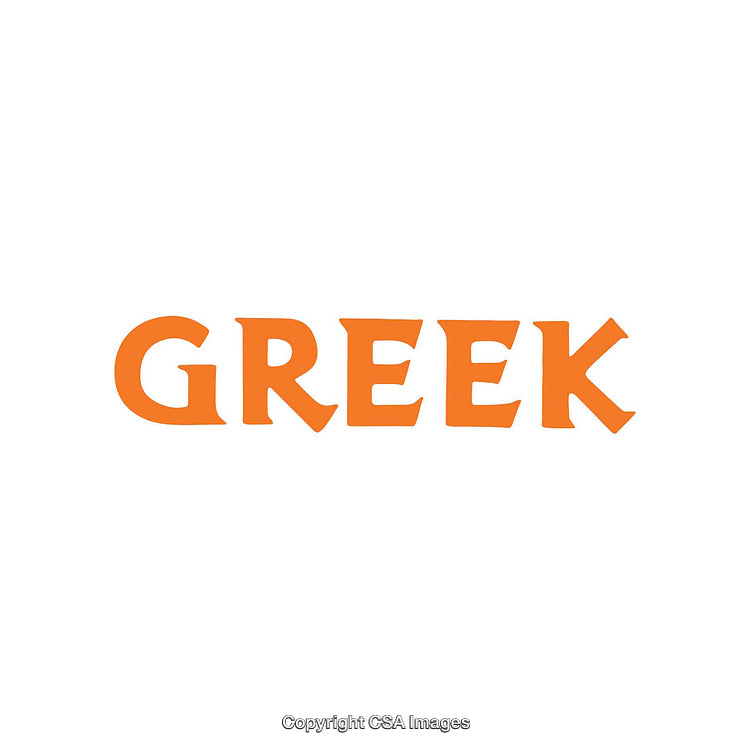 Bold Orange Greek Typography on a Clean White Background