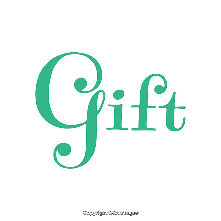 Green Word Art Displaying "Gift" in Decorative Calligraphy
