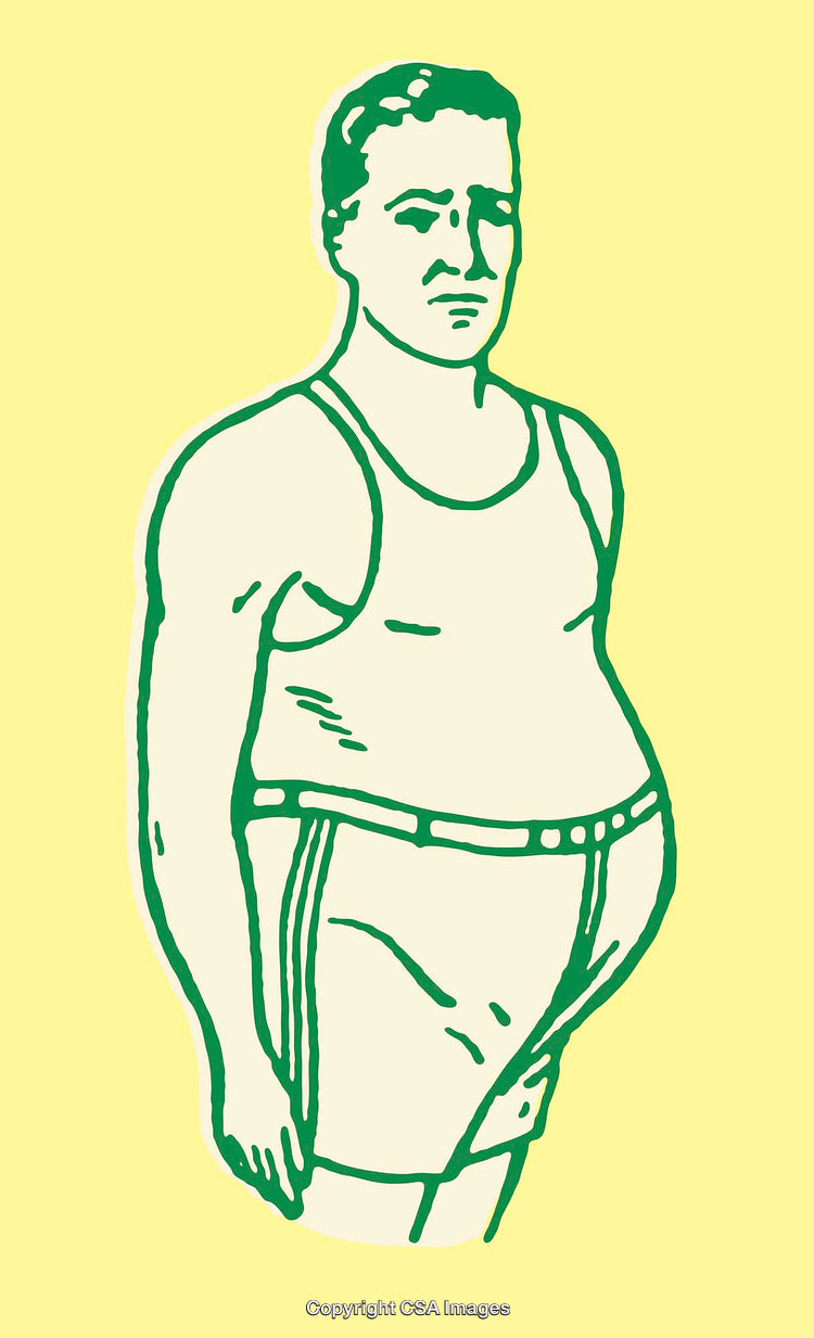Vintage Style Colorful Line Art of a Man in Athletic Wear