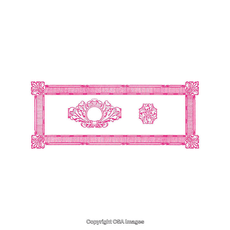 Decorative Victorian-Inspired Pink Frame Illustration With Ornate Details