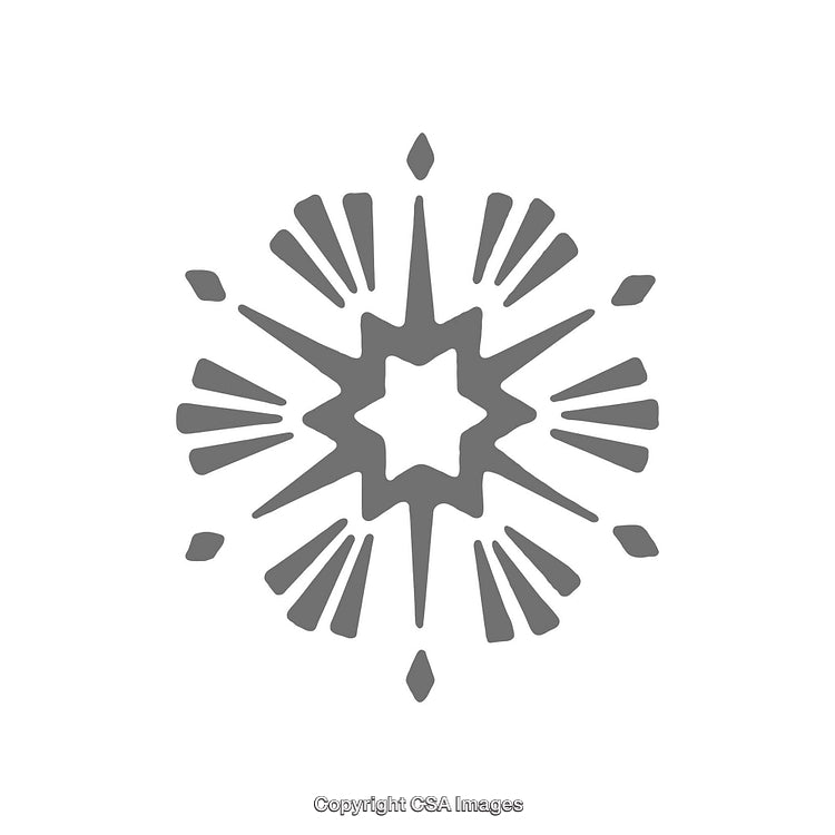 Stylized Grey Snowflake with Star and Radiating Lines Design Illustration