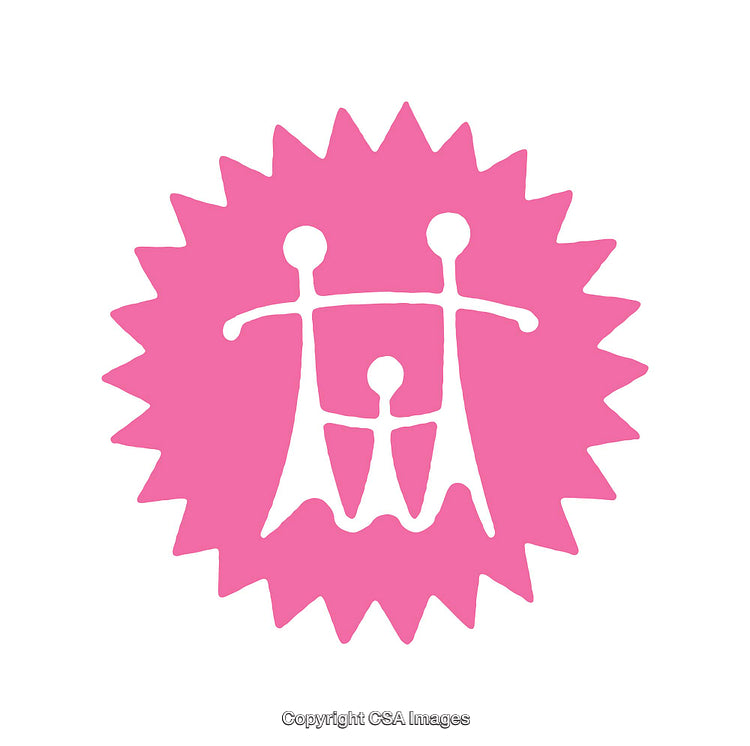 Pink Icon Depicting Family Unity with Minimalist Design