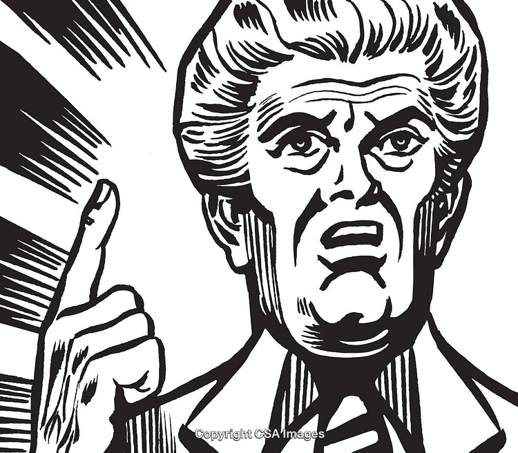 Vintage Illustration of a Spirited Speaker in Dramatic Monochromatic Style